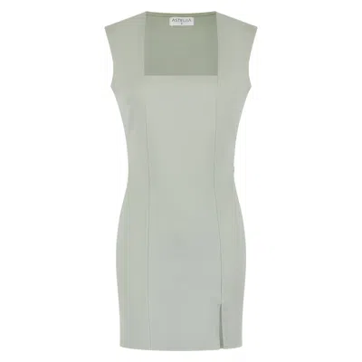 Asteliia Women's Green The Vela Square Neck Mini Dress In Desert Sage