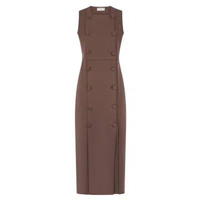 Asteliia Women's Mira Button Detail Wrap Midaxi Dress In Cocoa Brown