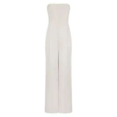 Asteliia Women's Neutrals Iza Bandeau Seam Detail Tailored Jumpsuit In Cappuccino Foam In White
