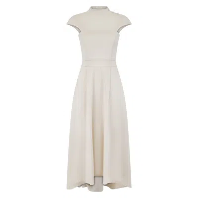 Asteliia Women's Neutrals Kaveh High Neck Skater Midaxi Dress In Cappuccino Foam
