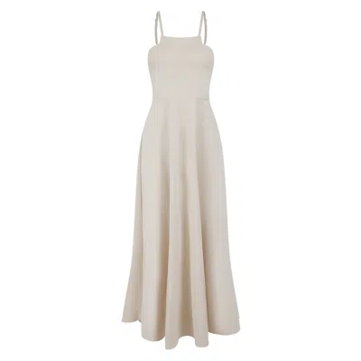 Asteliia Women's Neutrals Navi Square Neck Skater Midaxi Dress In Cappuccino Foam