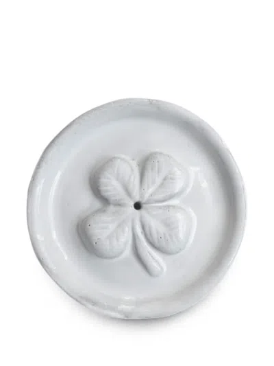 Astier De Villatte Chance Clover-embossed Incense Holder In White