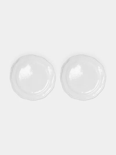 Astier De Villatte Clarabelle Hand-glazed Ceramic Dinner Plate - 11.5in/29cm (set Of 2) In White