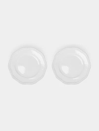Astier De Villatte Clarabelle Hand-glazed Ceramic Salad / Dessert Plate - 9in/22.5cm (set Of 2) In White