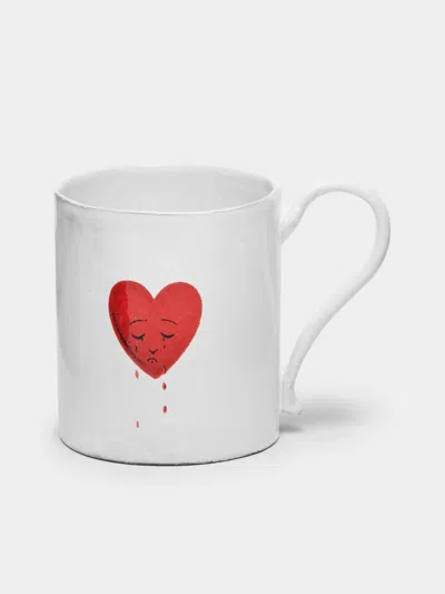 Astier De Villatte Crying Heart Hand-glazed Ceramic Mug  Abask Luxury Gift In White