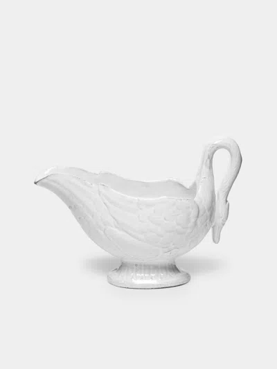 Astier De Villatte Cygne Hand-glazed Ceramic Sauce Boat  Abask Luxury Gift In White
