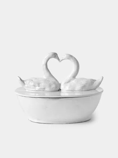 Astier De Villatte Cygne Hand-glazed Ceramic Box In White
