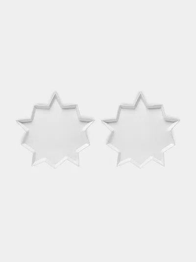 Astier De Villatte Etoile Hand-glazed Ceramic Dinner Plate - 14.5in/37cm (set Of 2) In White