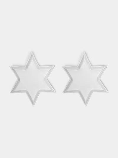Astier De Villatte Etoile Hand-glazed Ceramic Salad / Dessert Plate - 9.5in/24cm (set Of 2) In White
