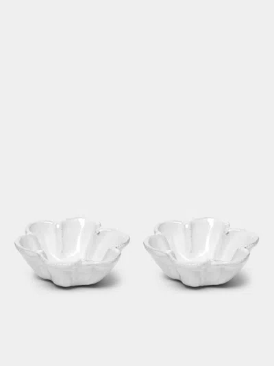 Astier De Villatte Fifine Hand-glazed Ceramic Small Saucer (set Of 2) In White