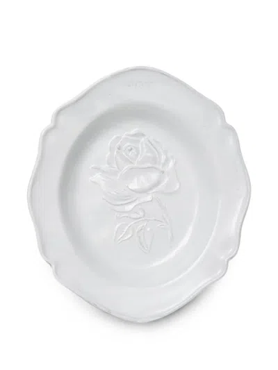 Astier De Villatte Fleurs Rose-embossed Soup Plate In White
