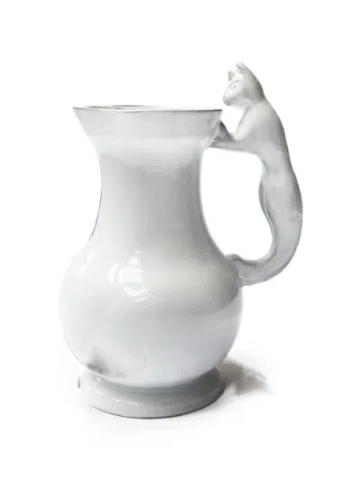 Astier De Villatte Golden-eyed Cat-handle Pitcher In White