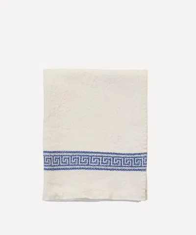 Astier De Villatte Grecque 75x45cm Linen Blue Tea Towel