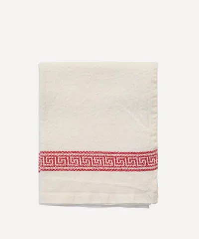 Astier De Villatte Grecque 75x45cm Linen Red Tea Towel