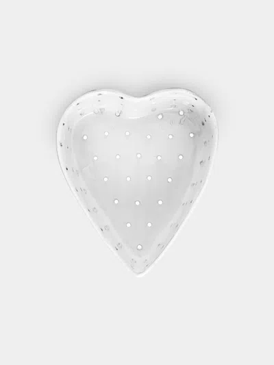 Astier De Villatte Heart Hand-glazed Ceramic Perforated Dish  Abask Luxury Gift In White