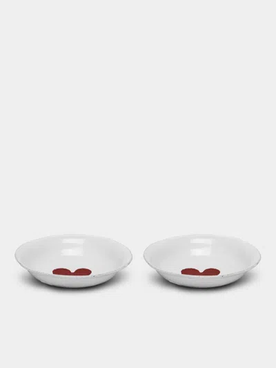 Astier De Villatte Heart Hand-glazed Ceramic Small Dish (set Of 2) In White