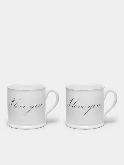 Astier De Villatte I Love You Hand-glazed Ceramic Mug (set Of 2) In White