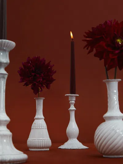 Astier De Villatte Isis Hand-glazed Ceramic Candlestick  Abask Luxury Gift In White