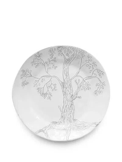 Astier De Villatte Large Tree-engraved Dinner Plate In White