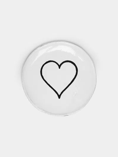 Astier De Villatte Line Heart Hand-glazed Ceramic Plate (4.5in/11.5cm)