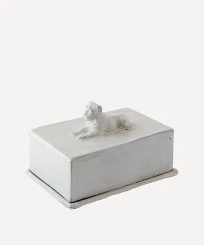 Astier De Villatte Lion Butter Dish In White