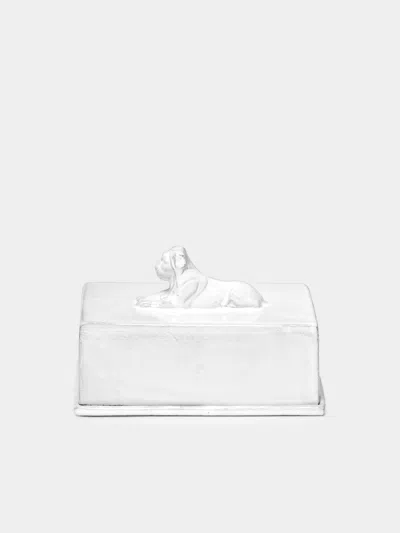 Astier De Villatte Lion Hand-glazed Ceramic Butter Dish  Abask Luxury Gift In White