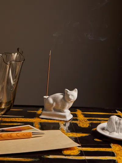 Astier De Villatte Minou Hand-glazed Ceramic Incense Holder  Abask Luxury Gift In  White