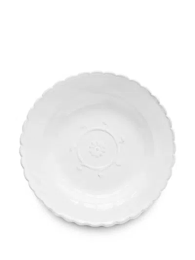 Astier De Villatte Pensée Floral-embossed Scalloped Soup Plate In White