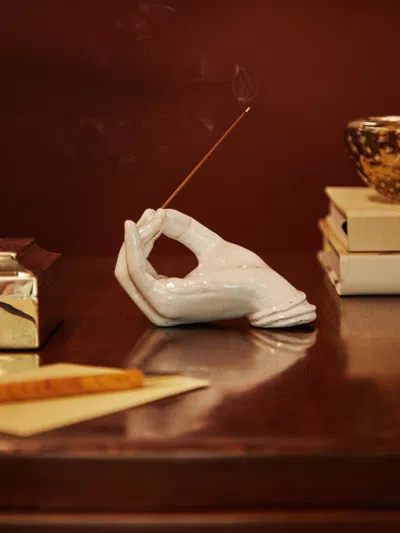 Astier De Villatte Serena Hand-glazed Ceramic Incense Holder  Abask Luxury Gift In White