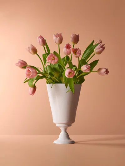 Astier De Villatte Simple Hand-glazed Ceramic Vase (12in/31cm) In White