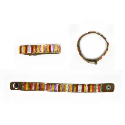 Astis Unisex Leather Beaded Bracelet In Ganges In Multi
