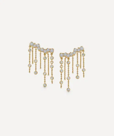 Astley Clarke 14ct Gold Asteri Diamond Chain Crawler Earrings