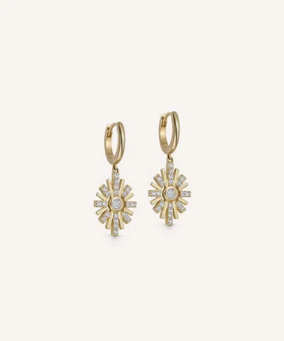 Astley Clarke 14ct Gold Atomic Diamond Drop Hoop Earrings