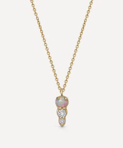 Astley Clarke 14ct Gold Interstellar Opal And Lab-grown Diamond Drop Necklace