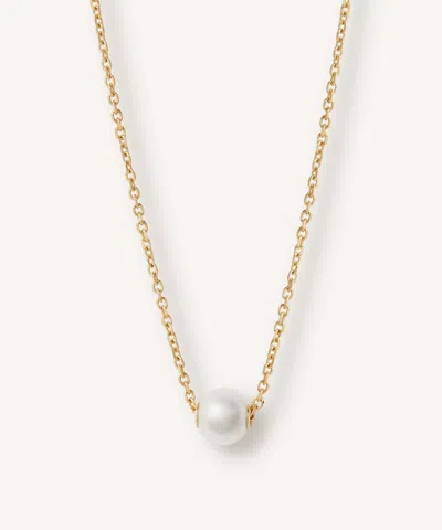 Astley Clarke 14ct Gold Luna Mini Pearl Necklace In Metallic