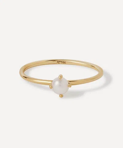 Astley Clarke 14ct Gold Luna Mini Pearl Ring In Pattern