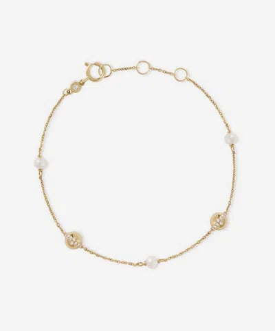 Astley Clarke 14ct Gold Luna Pearl And Lab-grown Diamond Bracelet In Orange