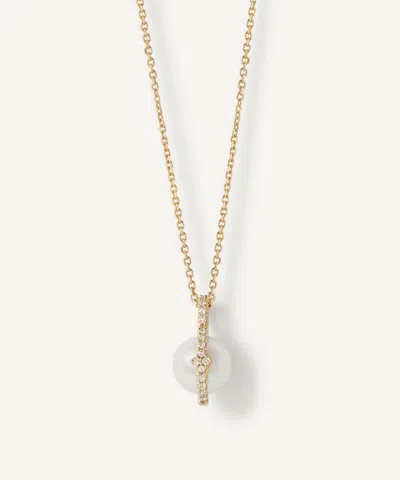 Astley Clarke 14ct Gold Luna Pearl And Lab-grown Diamond Pendant Necklace In Purple
