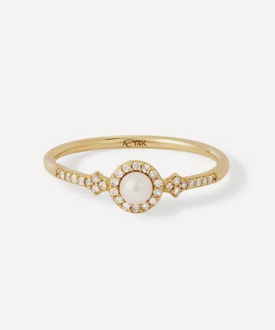 Astley Clarke 14ct Gold Luna Pearl And Lab-grown Diamond Ring In Pink