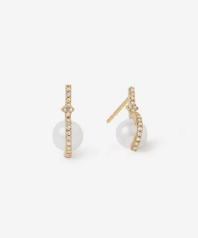 Astley Clarke 14ct Gold Luna Pearl And Lab-grown Diamond Stud Earrings In Burgundy