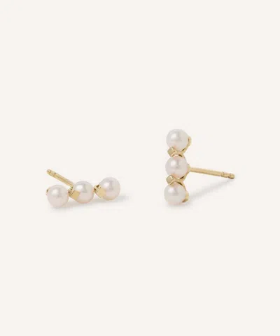 Astley Clarke 14ct Gold Luna Pearl Bar Stud Earrings In Neutral