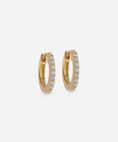 Astley Clarke 14ct Gold Mini Halo Diamond Huggie Hoop Earrings