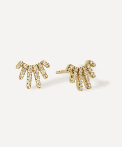 Astley Clarke Womens Yellow Gold Rising Sun 14ct Yellow-gold And 0.06ct Diamond Stud Earrings