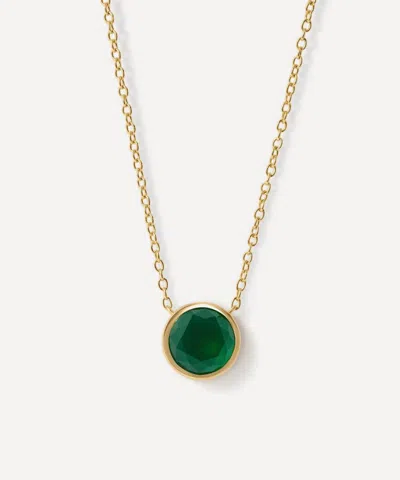 Astley Clarke 18ct Gold Plated Luna Green Agate Pendant Necklace
