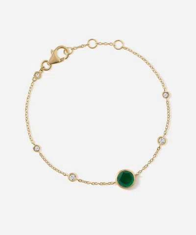 Astley Clarke 18ct Gold Plated Luna Green Agate Station Bracelet
