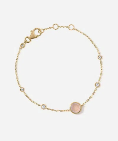 Astley Clarke 18ct Gold Plated Luna Pink Quartzite Station Bracelet