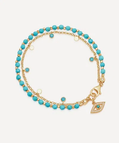 Astley Clarke 18ct Gold-plated Vermeil Silver Biography Adorned Turquoise Evil Eye Bracelet