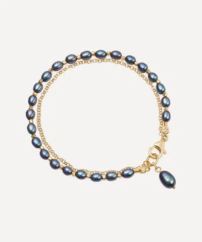 Astley Clarke 18ct Gold-plated Vermeil Silver Biography Double Chain Peacock Pearl Bracelet
