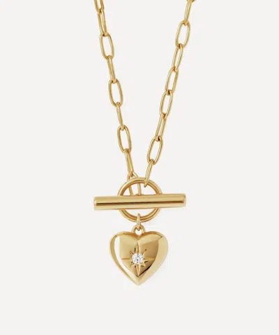 Astley Clarke 18ct Gold-plated Vermeil Silver Biography Heart T-bar Pendant Necklace