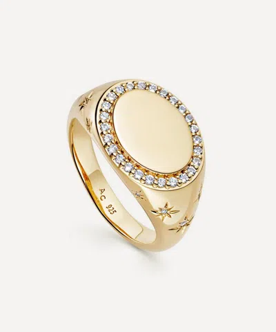 Astley Clarke 18ct Gold-plated Vermeil Silver Celestial Side Star Signet Ring